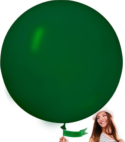 PartyWoo Dark Green Balloons 4pcs 36 Inch Emerald Hunter Forest Green Balloons for Wedding Boy Baby Shower Birthday Christmas Graduation Dinosaur Jungle Golf Theme Party Decorations Green-Y56