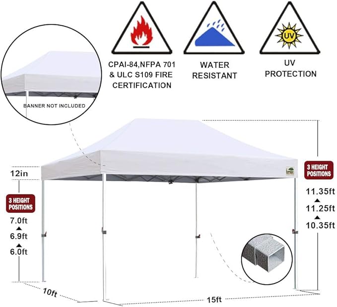 Eurmax USA 10x15ft Pop Up Canopy, Commercial Instant Tent for Outdoor Events, Patented No-Tip Rolling Storage Bag with 4 Sandbags,UV & Water Resistant,Heavy Duty Portable Shelter Gazebo,Turqouise