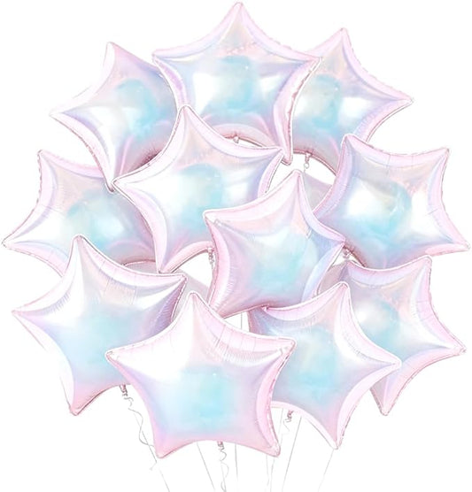 TONIFUL 15Pcs 18 Inch Large Iridescent Star Shape Foil Balloons Big Stars Helium Mylar Ballons for Birthday Wedding Bridal Shower Anniversary Engagement Party Decorations Supplies