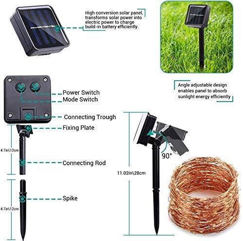 Lomotech Solar String Lights Outdoor - 2 Pack Total 66ft 200LED Solar Fairy Lights Waterproof 8 Modes Twinkle Lights for Outdoor, Patio, Garden, Yard, Party, Wedding, Tree Decoration (Green)