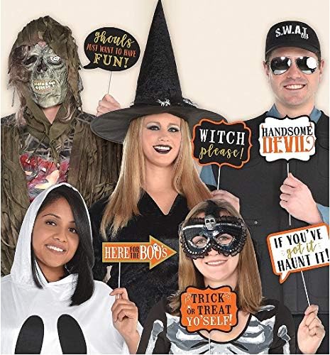 Spooktacular Halloween Words Photo Prop Kit with Shimmering Foil Hot-Stamp (Pack of 13) - Perfect for Spooky Gatherings
