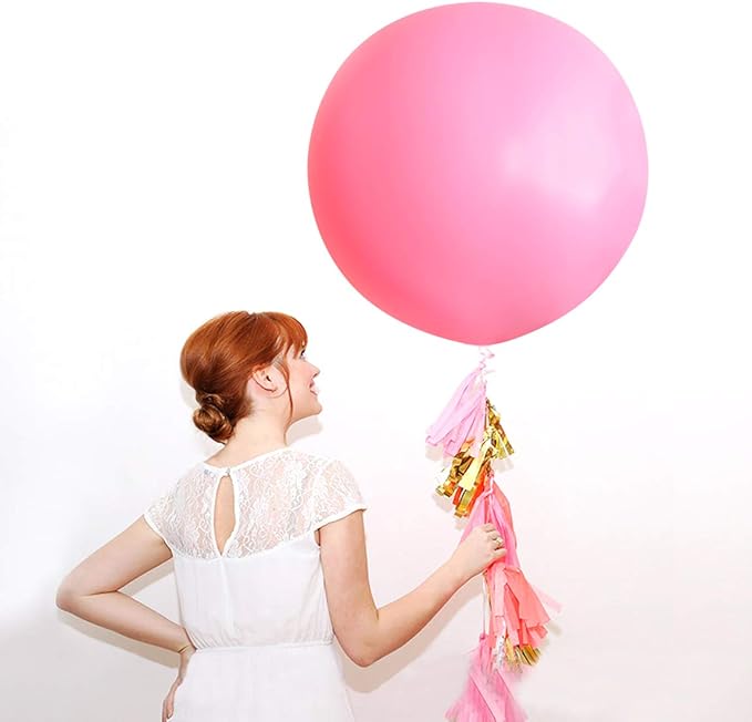 36 Inch Giant Latex Balloons, Standard Pink Round Balloons for Birthdays Weddings Receptions Festival Party Decoration, Pack of 5 Pcs