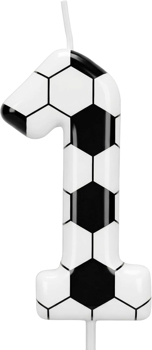 Soccer Number 1 Birthday Candle, First Birthday Candle Sport-Theme Cake Topper, Soccer Theme Party Decorations for Boys Girls, Party Supplies Birthday Gifts