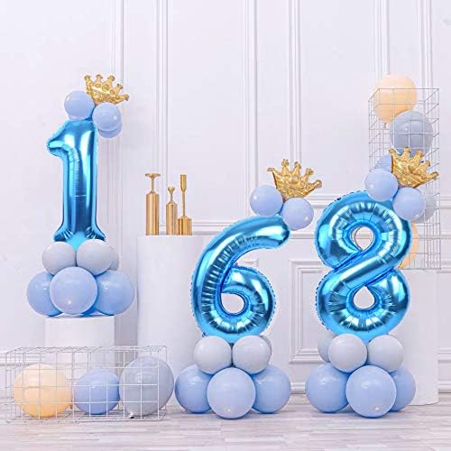 TONIFUL 40 Inch Blue Large Numbers Balloon 0-9 Foil Mylar Big Number 6 Balloon Digital 6 for 2026 Graduation New Year Eve Birthday Party,Wedding, Bridal Shower Engagement Photo Shoot, Anniversary
