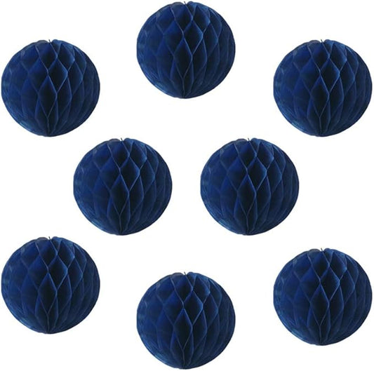 8pcs 8inch Royal Blue Honeycomb Balls - Decorative Tissue Pom Poms Flower Balls for Birthday Wedding Nursery Baby Shower Home Decor