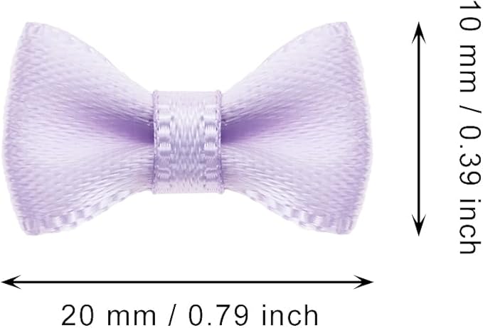 Tupalizy Mini Satin Ribbon Bows Small Craft Sewing Fabric Bows for Christmas Decoration Bow Ties Scrapbook Gift Bags Boxes Greeting Invitation Cards Wedding Party Favor, 20x10mm, 50PCS (Purple)