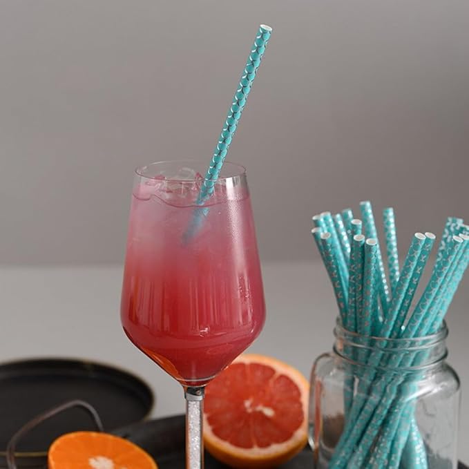 100 pcs Under The Sea Party Paper Straws, Aqua Mermaid Fish Silver Foil Scale Drinking Straws, Kids Birthday Baby Shower Ocean Beach Pool Tropical Summer Hawaiian Cake Pop Sticks (Aqua With Scale)