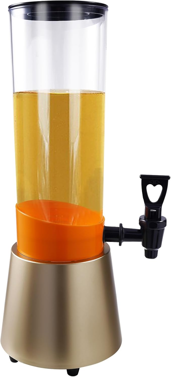 0.79 Gallon Beverage Dispenser With Champagne Gold Stand,Single Tank Water Ice Tea Beer Margarita Juice Drink Dispenser with LED White Light,Water Jar Dispenser with Spigot for Home Bar Parties