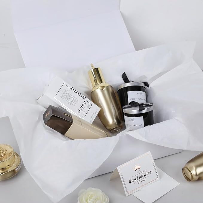 UoeRing 1 Pcs White Gift Box 11.5x8x4 inch Luxury Gift Box for Presents with Magnetic Lid Collapsible,Birthday,Christmas,Contains Card, Ribbon, Tissue Paper,Shredded Paper Fille