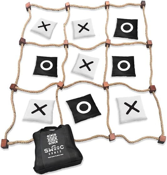 Swooc Games® - Giant Tic Tac Toe Game Outdoor (All Weather) | 3ft x 3ft | Instant Setup, No Assembly | Giant Outdoor Games for Adults and Family | Outside Toys | Large Lawn & Backyard Fun | Yard Game