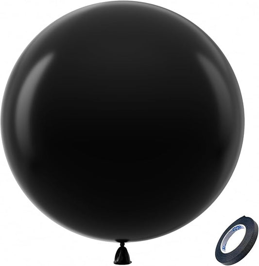 Bezente Black Giant Balloons 36 Inch - 8 Pack Jumbo Large Round Latex Balloon for Photo Shoot Birthday Graduation Bridal Shower Gender Reveal Halloween Party Decorations