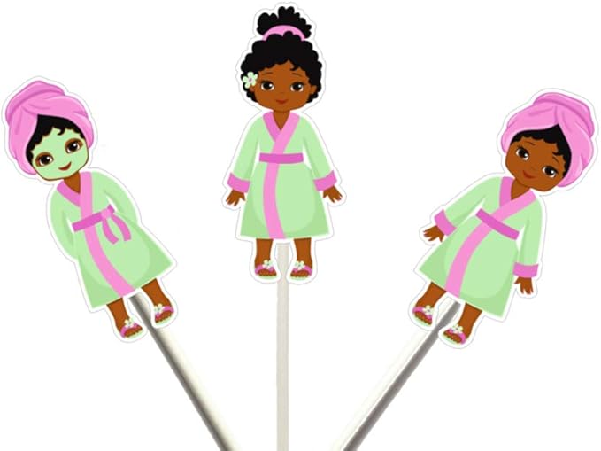 SPA GIRL CUPCAKE TOPPERS, SPA BIRTHDAY PARTY, SPA PARTY, SPA GIRL CUPCAKE TOPPERS (12 Count)