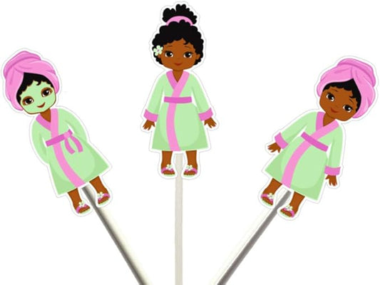 SPA GIRL CUPCAKE TOPPERS, SPA BIRTHDAY PARTY, SPA PARTY, SPA GIRL CUPCAKE TOPPERS (12 Count)