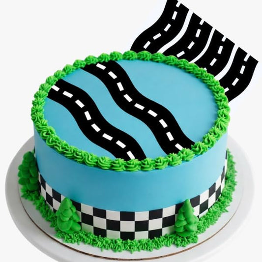 Edible Race Tracks Paved Roadway Scenic Themed Stick On/Lay On Cake Border Decoration Toppers