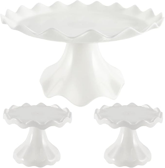3 Pcs Cake Stand Set, Laced Cake Stand, Mini Cupdake Holder for Party,Wedding,Birthday,Celebration,Baby Shower,Anniversary (White)