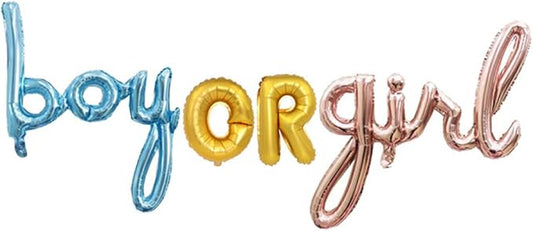 Hongkai Gender Reveal Party Decorations Backdrop Boy or Girl Foil Balloons for Baby Shower Decorations Gender Reveal Party Supplies