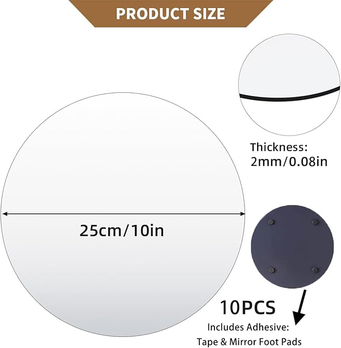 10" Round Mirror Centerpieces for Tables Decorations, 10 Pack Acrylic Circle Mirror Tray Candle Plate 2mm Thickness Mirror Centerpiece Table Decorations for Wedding Decorations Party, Wall Decor