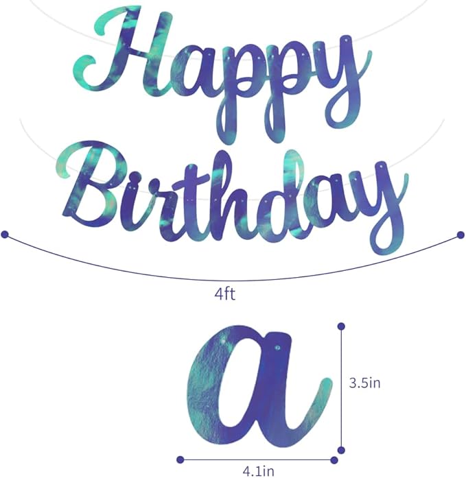 BEISHIDA Double-Sided Rainbow Blue Happy Birthday Banner - NO DIY,10Feet,Pre-Strung Birthday Party Decorations Birthday Backdrop Sign Garland Happy Birthday Decorations for Women