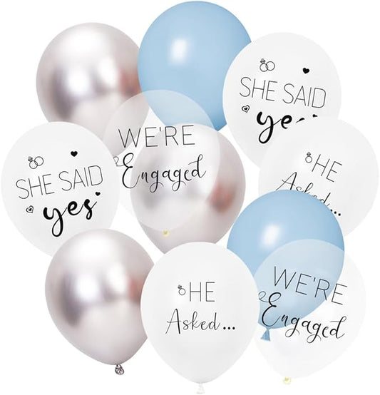 Engagement Party Balloons HE ASKED,SHE SAID Yes WE'RE ENGAGED Balloons Blue Latex Balloon for Bridal Shower Engagement Bachelorette Wedding Party Decoration