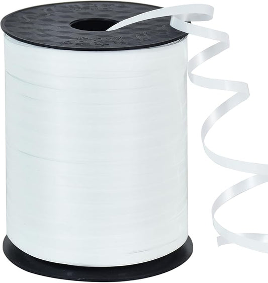 TONIFUL 500 Yards Curling Ribbon-Balloon String - Shiny White Metallic for DIY Decor, Gift Wrapping, Bows for Christmas, New Year, Birthday, Graduation