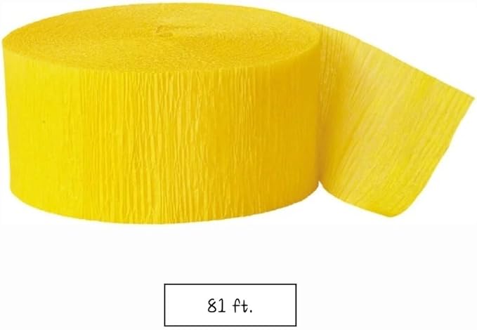 Yellow Crepe Crepe Paper Roll Streamer - 81 ft (Pack Of 1) - Perfect For Parties, Decorations & Events