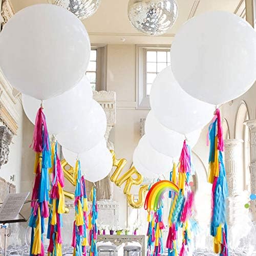 36 Inch Giant Latex Balloons, Standard White Round Balloons for Birthdays Weddings Receptions Festival Party Decoration, Pack of 5 Pcs