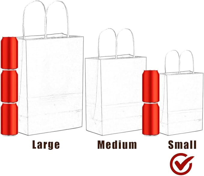 qiqee 24PCS Small Gift Bag with Handles Bulk 8.3"x6"x3" Gift Bags Almond Yellow Bags Multiple Uses (Small Size)