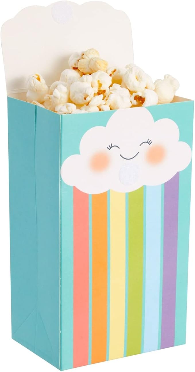 BLUE PANDA Party Favor Bags - 24 Pack, Turquoise, 6.5 x 4 x 3 In - Rainbow Goodie Bags for Rainbow Party Favors & Birthday Treats for Kids