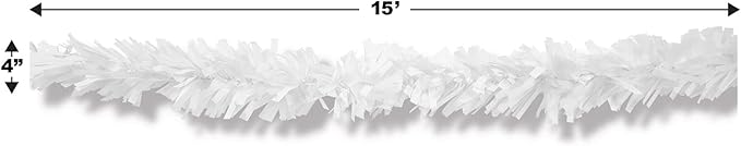 Beistle Metallic Festooning Garland Birthday Party Supplies, Hanging Decorations, 4" x 15', White