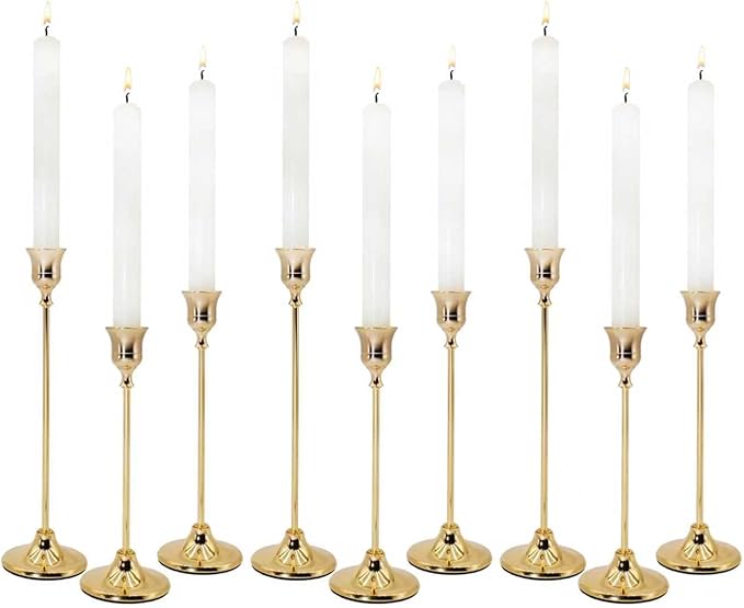 Candlestick Holders 9PCS, Metal Taper Candle Holder, Gold Vintage Candle Holders for Pillar Candles, Table Mantel Wedding Festive Decor Party Party Decor Christmas Decorations