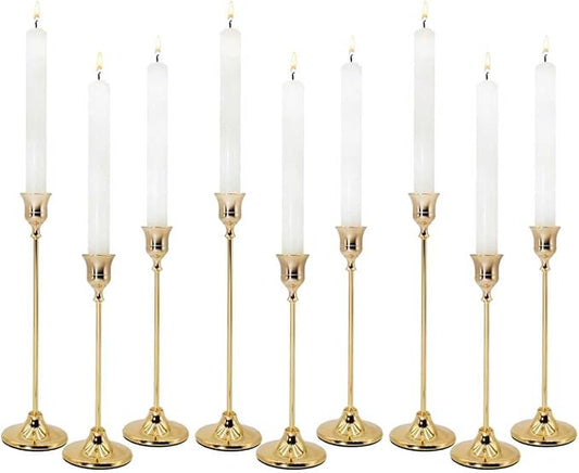 Candlestick Holders 9PCS, Metal Taper Candle Holder, Gold Vintage Candle Holders for Pillar Candles, Table Mantel Wedding Festive Decor Party Party Decor Christmas Decorations