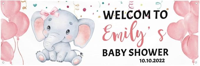 Baby Shower Banner Personalized Name Date Custom Baby Shower Banners and Signs Customize for Party Decoration 6'x2'