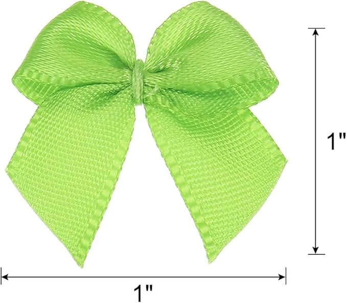 MECCANIXITY 50 Pcs Mini Ribbon Bow 1" Mini Fabric Satin Ribbon Flower Bows for Craft DIY Sewing Wedding Birthday Party Gift Wrap Bows Fruit Green