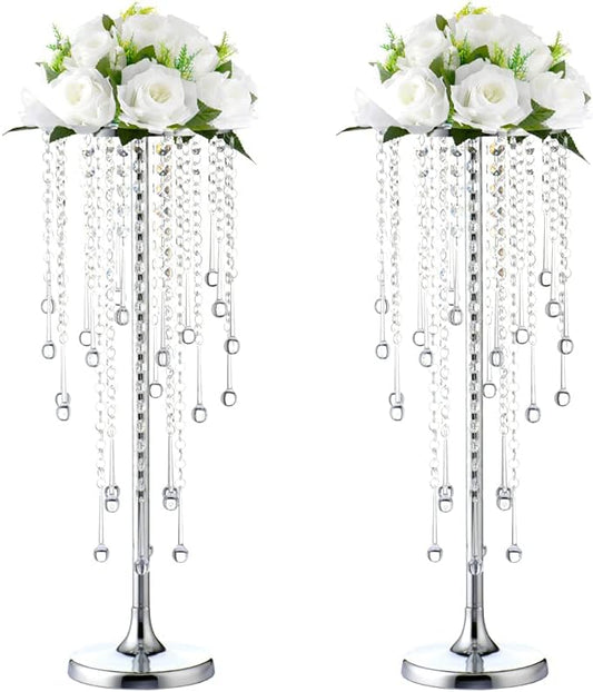 2pcs Wedding Home Decoration Flower Road Leads Gold Acrylic Crystal Wedding Table Centerpiece