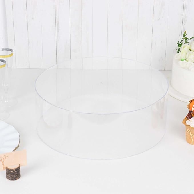 Efavormart 14" Round Clear Acrylic Cake Stand, Transparent Fillable Display Box, Pedestal Riser with Hollow Bottom for Weddings, Parties, Banquets, and Creative Dessert Displays