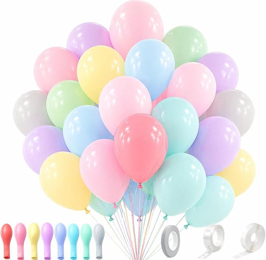 Pastel Balloon Garland Kit 120 Pack – Macaron Pastel Balloons with Strip, Glue Dots & Ribbon, DIY Balloon Arch Kit for Birthday, Baby Shower, Wedding & Party Decorations, 10 Inch Latex Balloons