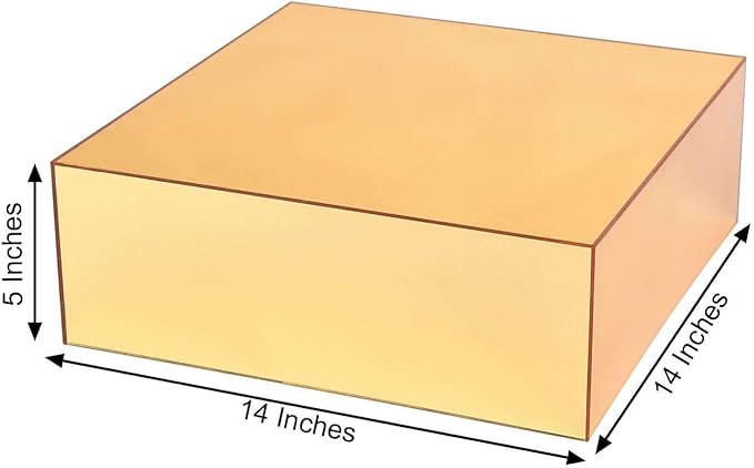 Efavormart 14"x14" Gold Acrylic Cake Box Stand, Mirror Finish Display Pedestal Riser with Hollow Bottom, Elegant Cake Support for Weddings, Galas, and Sophisticated Party Events