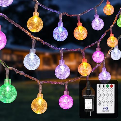 YCoisini 39FT Outdoor String Lights, 68 LED Patio Lights with Remote Control, Voice-Activated & Music Sync Mode, 16 Color-Changing Modes, Waterproof for Patio Garden Party Decor
