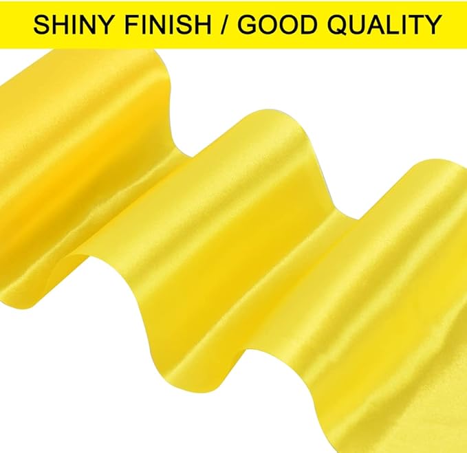 TONIFUL 6 inch x 22yd Wide Lemon Light Yellow Satin Ribbon Solid Fabric Ribbon for Cutting Sewing Ceremony Party Decoration Chair Sash Table Runner Car Bows Indoor Outdoor Yard Decor