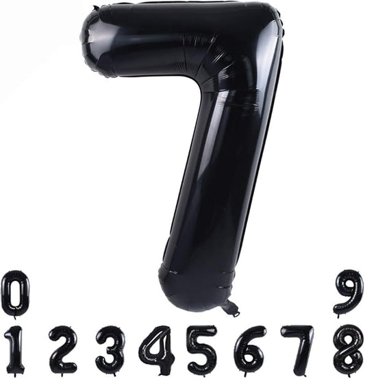 TONIFUL 40 Inch Black Large Numbers0-9,Number 7 Digital 7 Helium Balloons,Foil Mylar Big Number Balloons for 2026 Graduation New Year Eve Birthday Party supplies Decorations