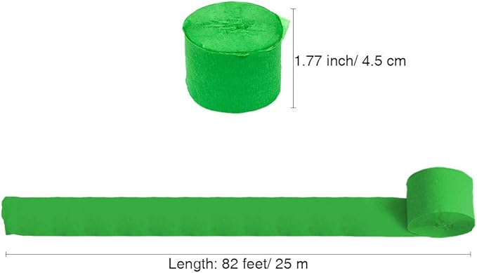 8 Rolls Green Crepe Paper Streamers, Wedding Birthday Baby Shower Christmas Party Decoration, St Patrict's Day Rainbow DIY Supplies, Living Room Bedroom Decor