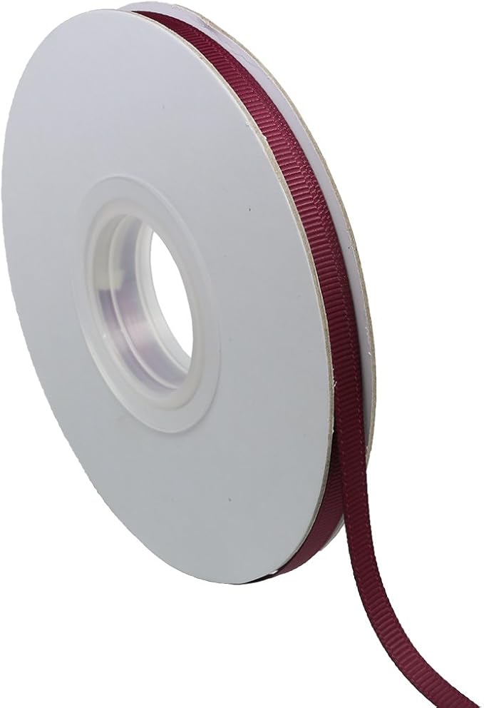 Ribbonitlux 1/4" Wide Solid Grosgrain Ribbon 25 Yards (277-Burgundy）, Set for Gift Wrapping, Party Decor, Sewing Applications, Wedding and Craft