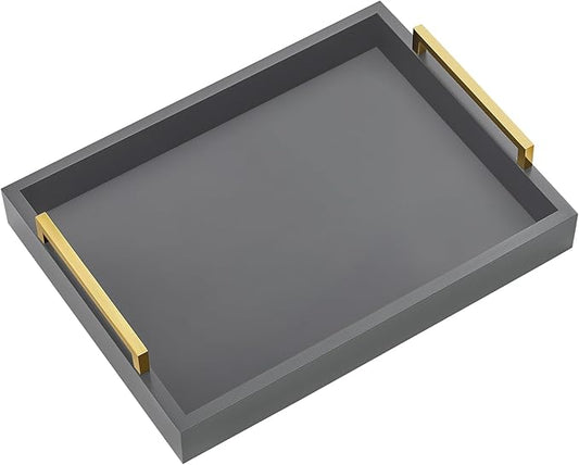 40cm x30cm Serving Trays with Handles, Grey Decorative Serving Tray, Ottoman Trays, Living Room, Bathroom, and Outdoors Decorative Trays (Charcoal)
