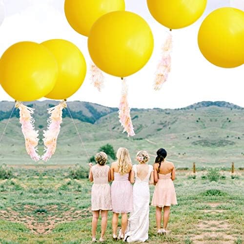 36 Inch Giant Latex Balloons, Standard Yellow Round Balloons for Birthdays Weddings Receptions Festival Party Decoration, Pack of 5 Pcs
