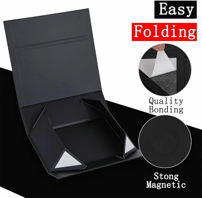 UoeRing 6 Pack Black Gift Box 11.5x8x4 inch Luxury Gift Box Bulk for Presents with Magnetic Lid Collapsible,Birthday,Groomsman,Contains Card, Ribbon, Tissue Paper,Shredded Paper Fille
