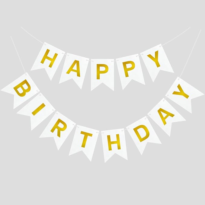 Happy Birthday Banner Signs with Shiny Gold Letters, Gold Birthday Party Decorations for Women Men Girls Boys