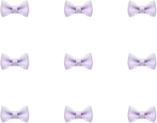 Tupalizy Mini Satin Ribbon Bows Small Craft Sewing Fabric Bows for Christmas Decoration Bow Ties Scrapbook Gift Bags Boxes Greeting Invitation Cards Wedding Party Favor, 20x10mm, 50PCS (Purple)