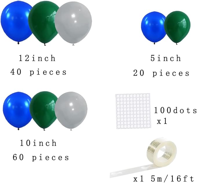 Blue Green Balloon Garland Arch Kit - Dark Green Blue Balloon Arch Dark Green Balloons Gray Balloons for Earth Golf Jungle Safari Birthday Wedding Baby Shower Graduation Party Decorations