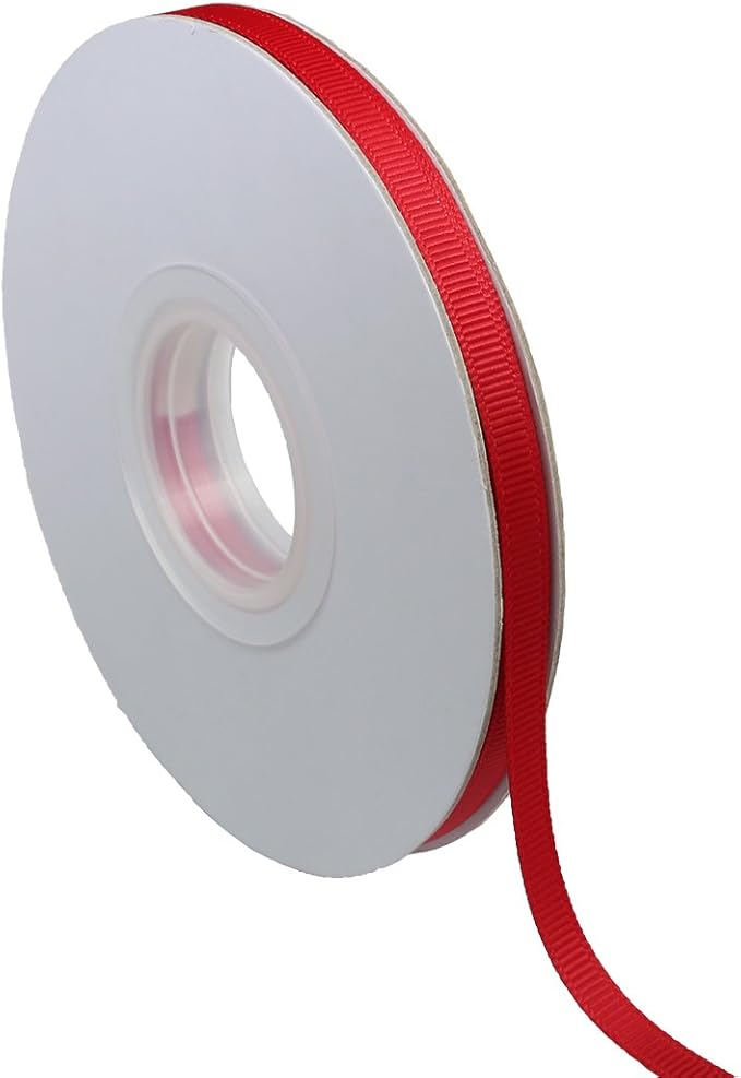 Ribbonitlux 1/4" Wide Solid Grosgrain Ribbon 25 Yards (250-Red）, Set for Gift Wrapping, Party Decor, Sewing Applications, Wedding and Craft