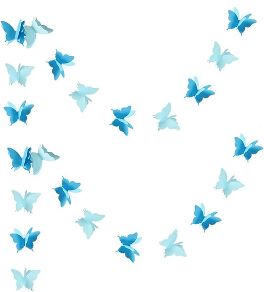Butterfly Banner Decorative Paper Garland for Wedding Baby Shower Birthday Theme Decor 110 Inches Long Pack of 2 Pieces Blue